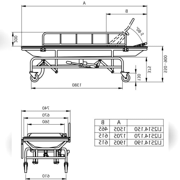 Height-Adjustable Shower Trolley 2